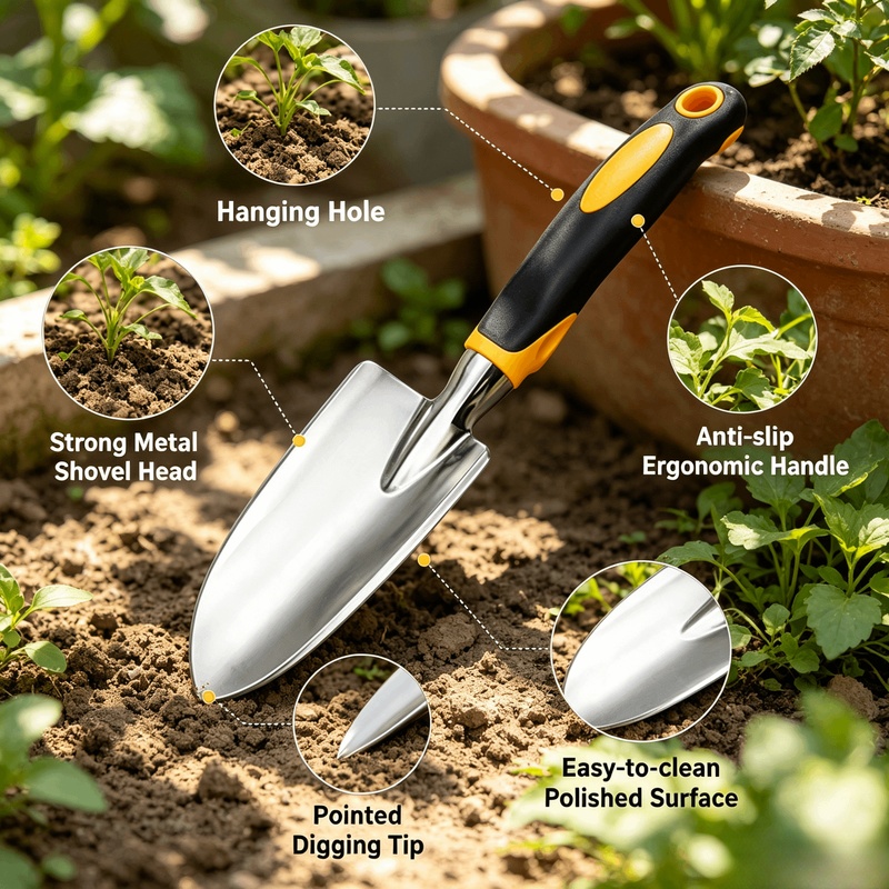 고강도 스테인리스 스틸 손삽, 미끄럼 방지 손잡이가 있 - Gardening Tools Trowel 리뷰 및 가격